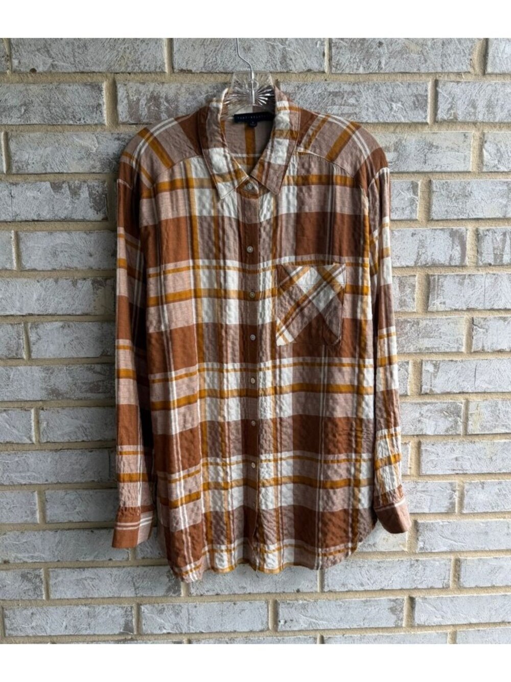 Jane+Delancey Long Sleeve Button Front Collared Plaid Shirt Women's Size M